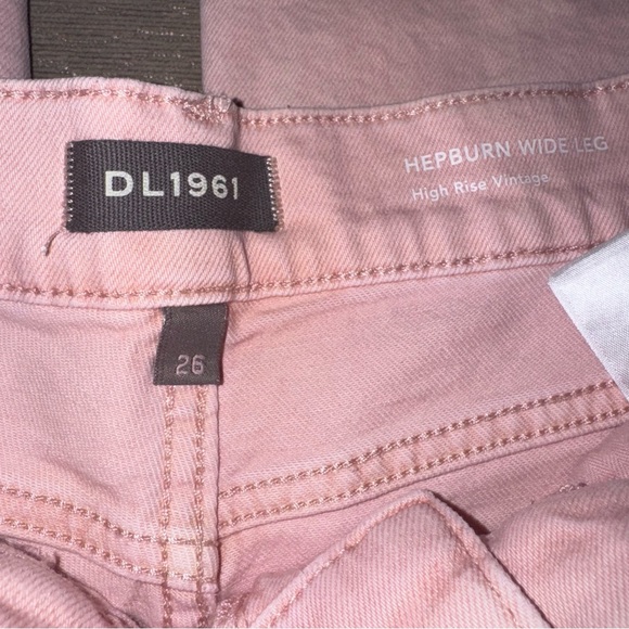 DL1961 Hepburn Wide Leg high waist vintage Pink Peony Jeans Size 26 - Picture 13 of 13